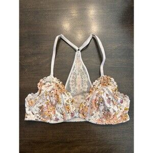 Victoria Secret Body Underwire Unlined Lace Plunge Bra Size 32C #E684